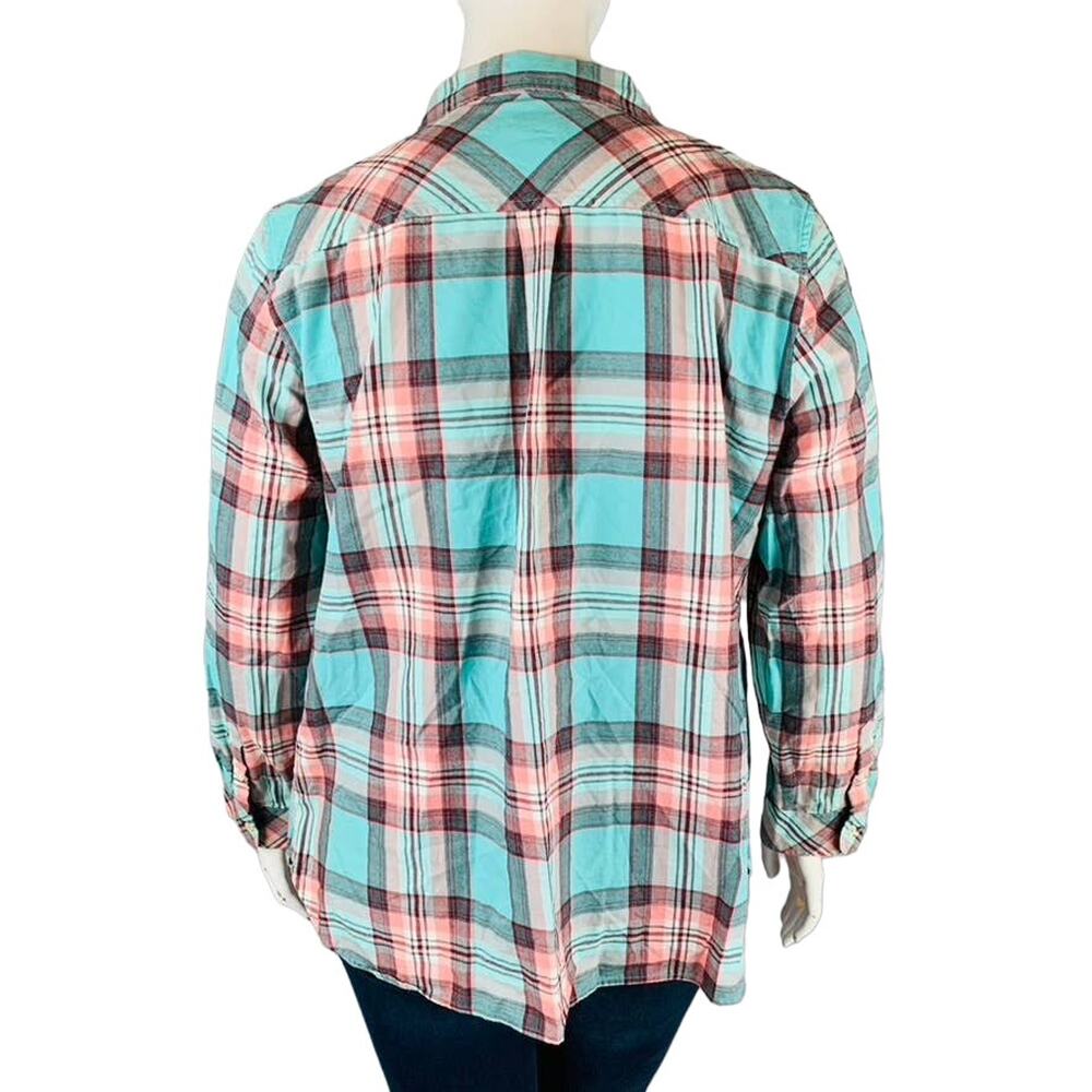 Talbots Womans Sz 2X Plus Shirt Button Front Long Sleeves Blue‎ Pink Top - Picture 5 of 8